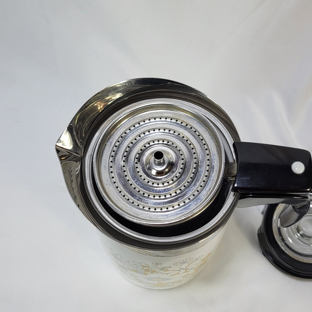 VTG 1970s Corning Ware Floral Bouquet 10 Cup Electromatic Percolator Coffee Pot - Picture 8 of 16